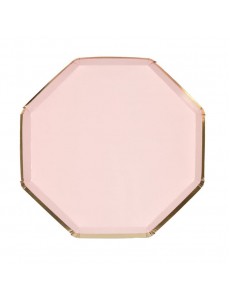 Pratos Octogonais Rosa Claro|21cm